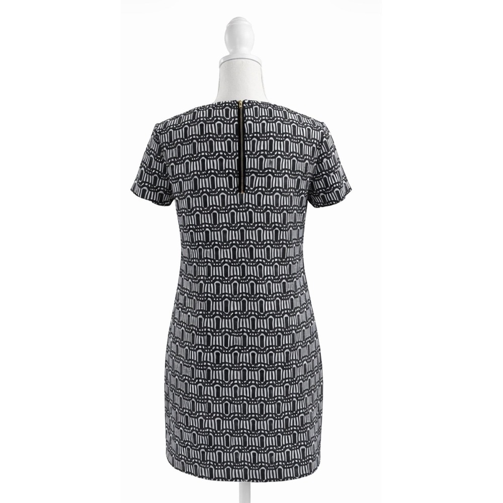 Adrienne‎ Vittadini Elegant Black White Pattern Mini Dress Size 4 Short Sleeves - Picture 5 of 9